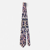 Cravate Motif léopard rose et bleu (Devant)