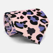 Cravate Motif léopard rose et bleu (Roulé)