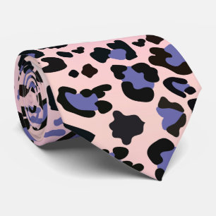 Cravate Motif léopard rose et bleu