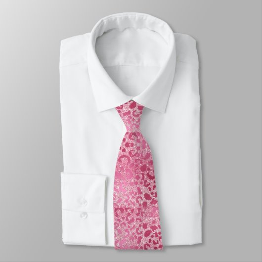 Cravate Motif léopard rose pailleté de luxe (Attaché)