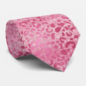 Cravate Motif léopard rose pailleté de luxe (Roulé)