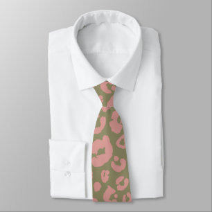 Cravate Motif léopard vert et rose