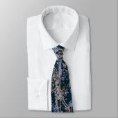 Cravate Motif Ligne courbe or et bleu (Attaché)