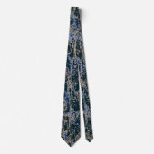 Cravate Motif Ligne courbe or et bleu (Devant)