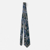 Cravate Motif Ligne courbe or et bleu (Dos)