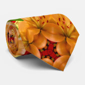 Cravate Motif Lilium Orange (Roulé)