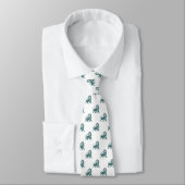 Cravate Motif Lion - Vert Moussu sur Blanc (Attaché)