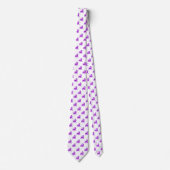 Cravate Motif Lion - Violet sur Blanc (Devant)