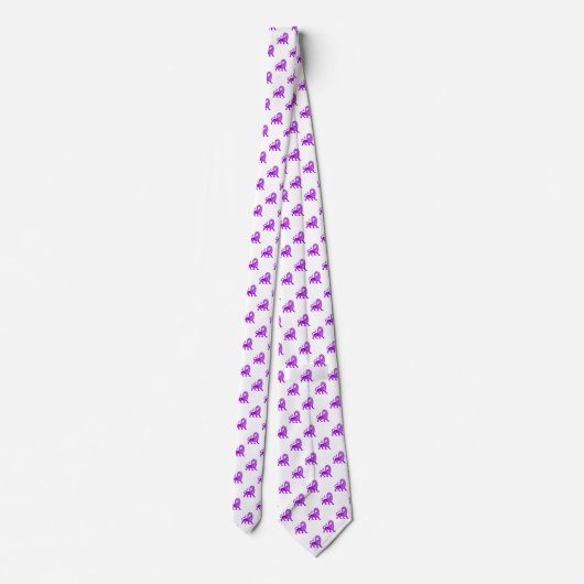 Cravate Motif Lion - Violet sur Blanc (Dos)
