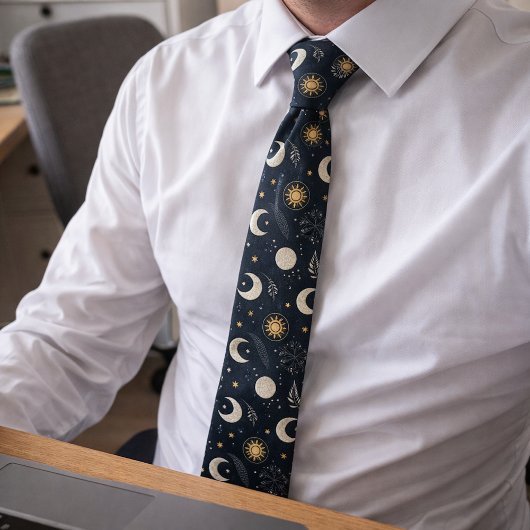 Cravate Motif Lunaire Céleste Mystique
