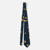Cravate Motif Lune & Étoiles Célestes – Minuit (Dos)