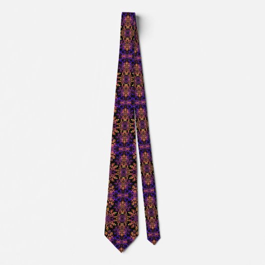 Cravate Motif Mandala Abstrait en bronze violet (Devant)