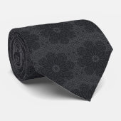 Cravate motif mandala ethnique noir (Roulé)