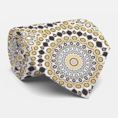 Cravate Motif Mandala Golden et Charcoal (Roulé)