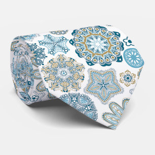 Cravate Motif Mandala Hivernal Flocons de Neige Chic Festi