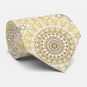 Cravate Motif Mandala jaune or (Roulé)