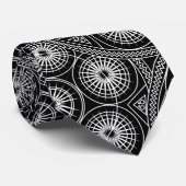 Cravate Motif Mandala Moderne Noir et Blanc Élégant (Roulé)