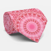 Cravate Motif Mandala Rouge et Rose (Roulé)