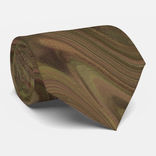 Cravate Motif Marbré Marron (Roulé)