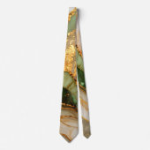 Cravate Motif marbré vert et or (Devant)