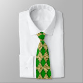 Cravate Motif Mardi Gras Diamant Vert & Séquence O (Attaché)