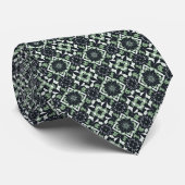 Cravate Motif marocain vert, noir et blanc (Roulé)