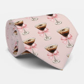 Cravate Motif Martini Espresso Rose (Roulé)