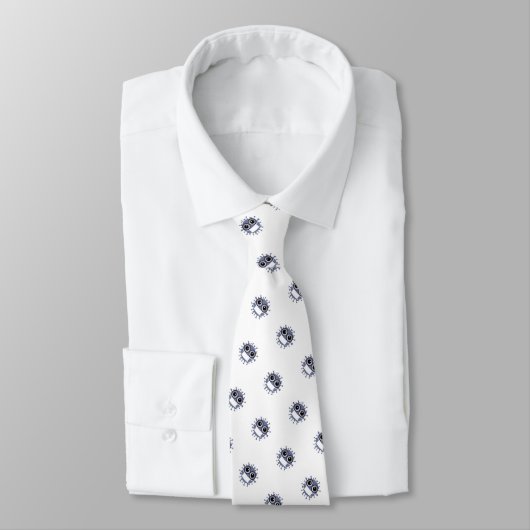 Cravate Motif masqué de virus corona gris sur blanc (Attaché)