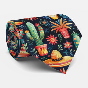 Cravate motif mexicain carrelé cool