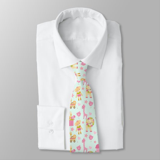 Cravate Motif mignon avec Animaux et Jouets heureux (Attaché)