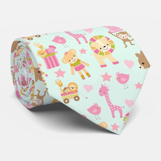 Cravate Motif mignon avec Animaux et Jouets heureux (Roulé)