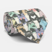 Cravate Motif mignon de chats de hippie (Roulé)