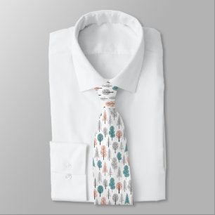 Cravate Motif mignon de forêt de griffonnage