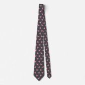 Cravate Motif mignon rose gris pigeon (Devant)