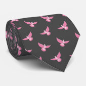 Cravate Motif mignon rose gris pigeon (Roulé)