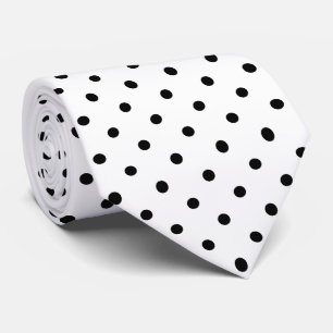 Cravate Motif mini points noirs sur fond blanc