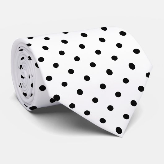Cravate Motif mini points noirs sur fond blanc (Roulé)