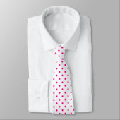 Cravate Motif mini points rose vif sur fond blanc (Attaché)