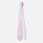 Cravate Motif mini points rose vif sur fond blanc (Devant)