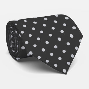 Cravate Motif mini pois argent sur gris charbon