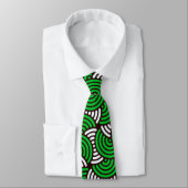 Cravate Motif minimal blanc vert cercles (Attaché)