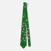 Cravate Motif minimal blanc vert cercles (Devant)