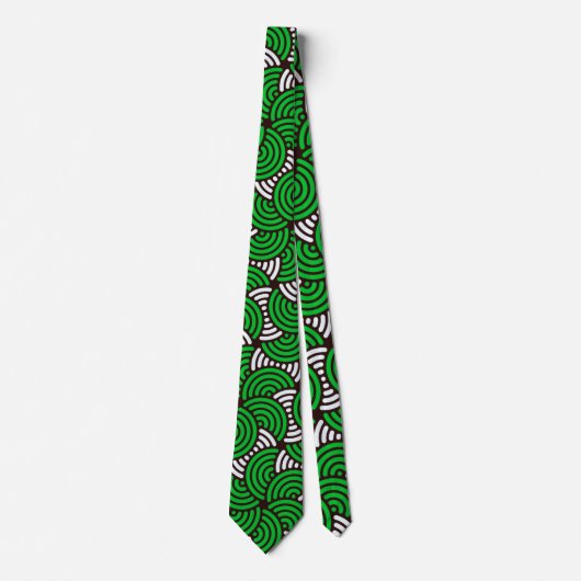 Cravate Motif minimal blanc vert cercles (Devant)