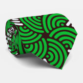 Cravate Motif minimal blanc vert cercles (Roulé)