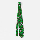 Cravate Motif minimal blanc vert cercles (Dos)