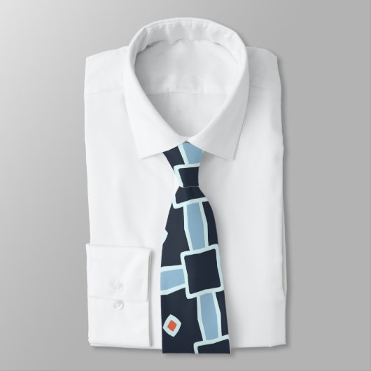 Cravate Motif minimal orange bleu diamant (Attaché)