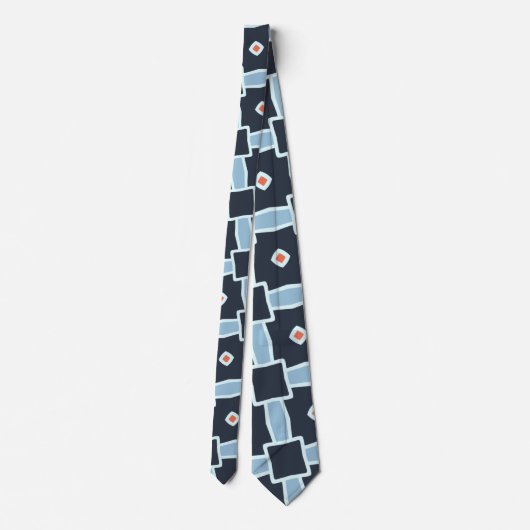 Cravate Motif minimal orange bleu diamant (Dos)