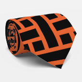 Cravate Motif minimal orange Herringbone noir (Roulé)