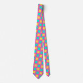 Cravate Motif minimal rose-rose-jaune (Devant)