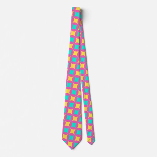 Cravate Motif minimal rose-rose-jaune (Devant)
